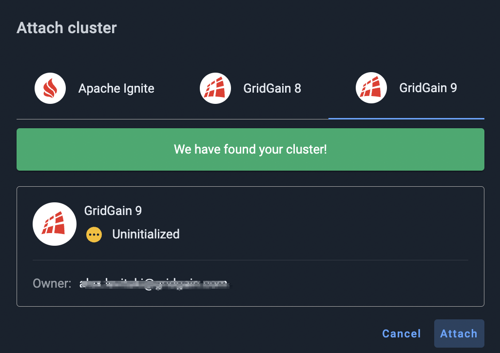 GridGain 9 cluster found