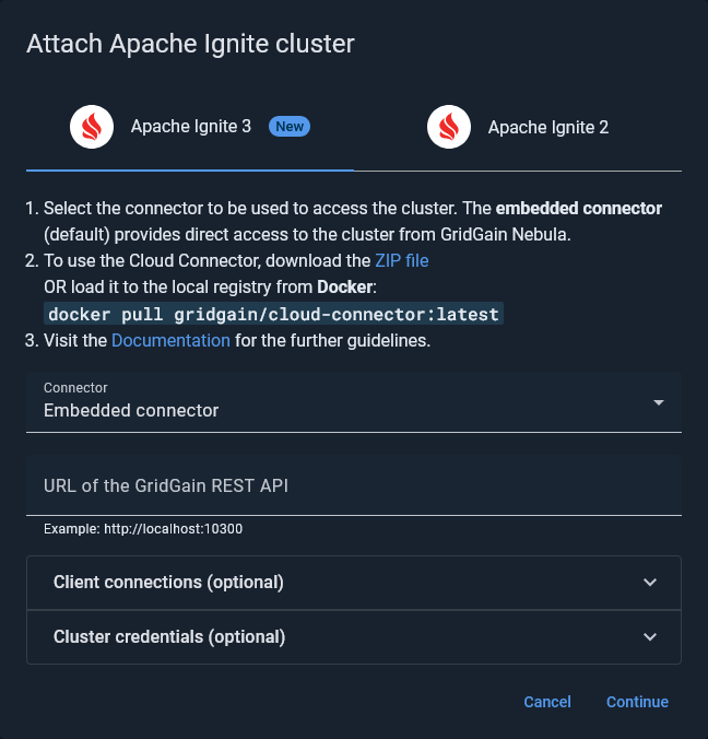 Attach Ignite 3 cluster