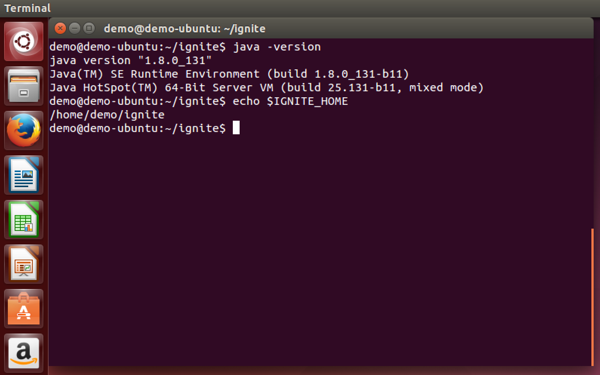 Figure 3. Java version and IGNITE_HOME